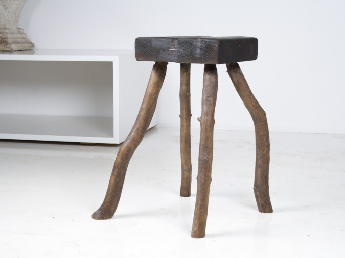 A Primitive Organic Wooden Vernacular Wabi Sabi Side Table or Stool