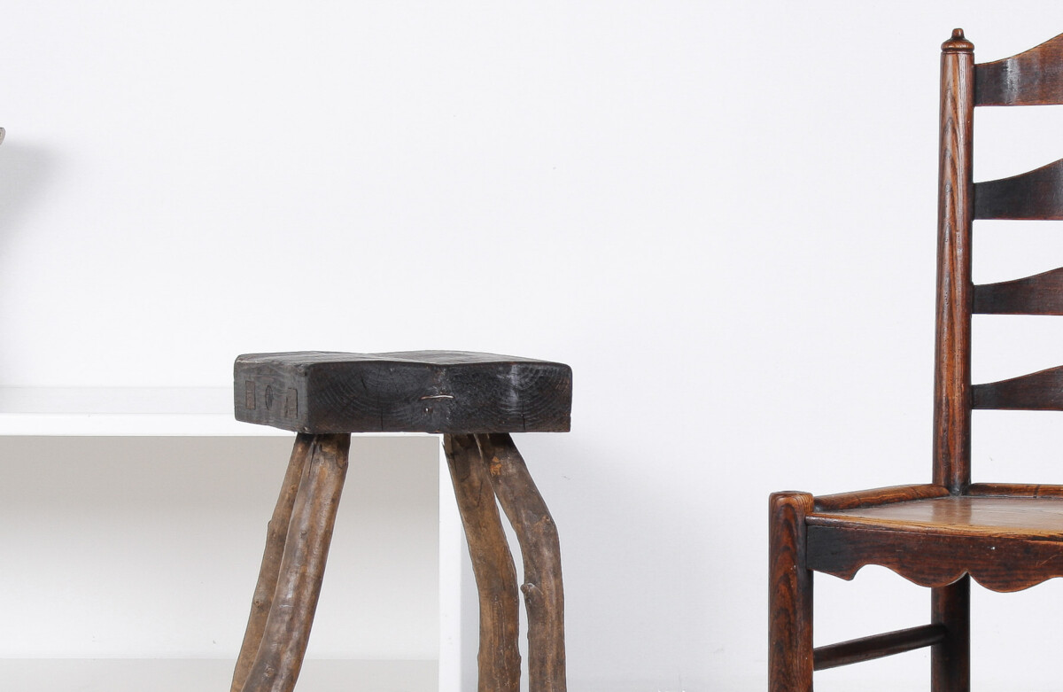 A Primitive Organic Wooden Vernacular Wabi Sabi Side Table or Stool - Image 7