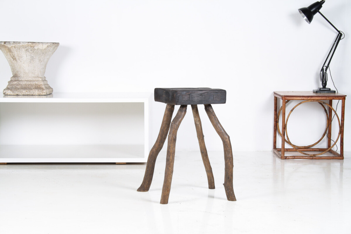 A Primitive Organic Wooden Vernacular Wabi Sabi Side Table or Stool - Image 4