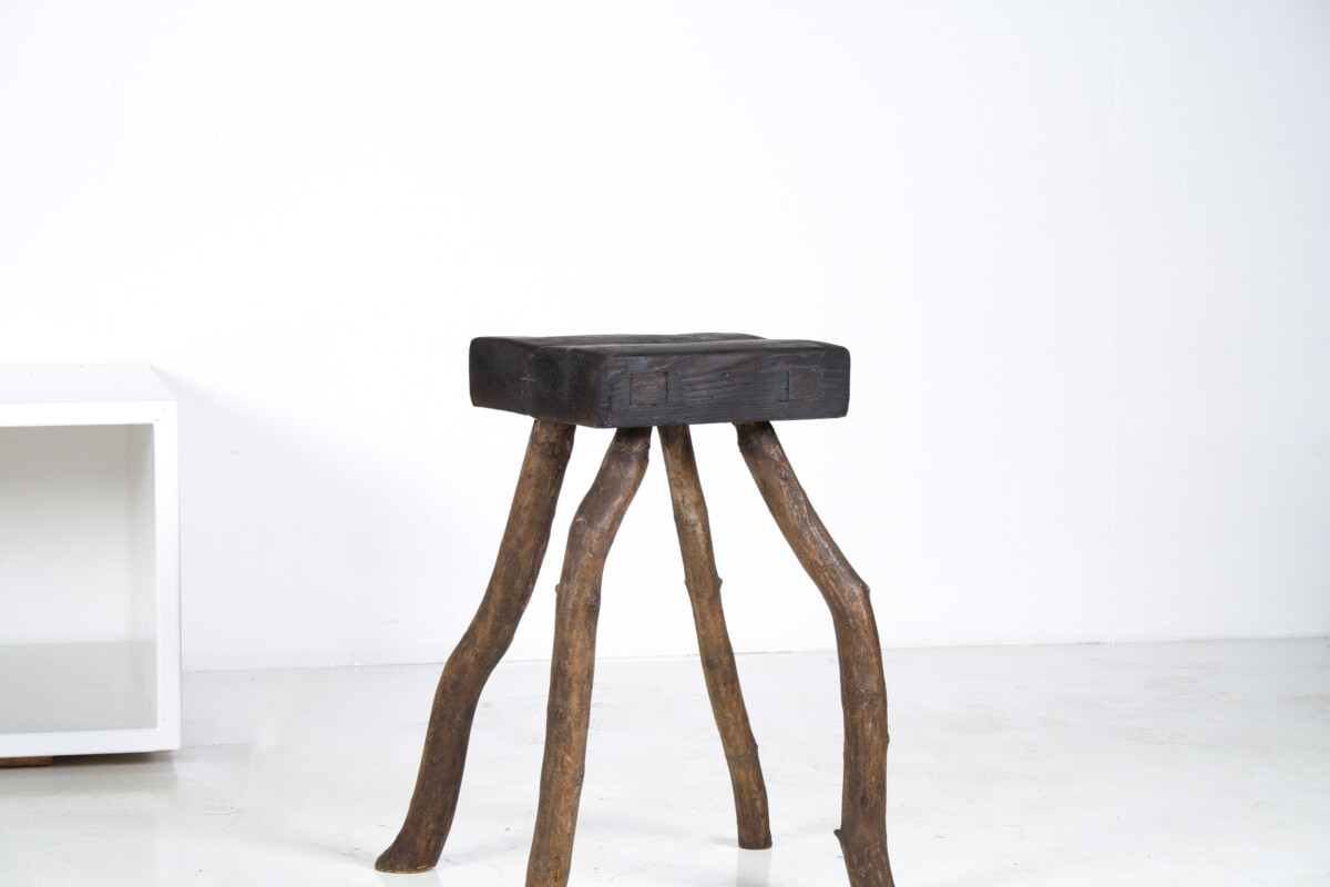 A Primitive Organic Wooden Vernacular Wabi Sabi Side Table or Stool - Image 5