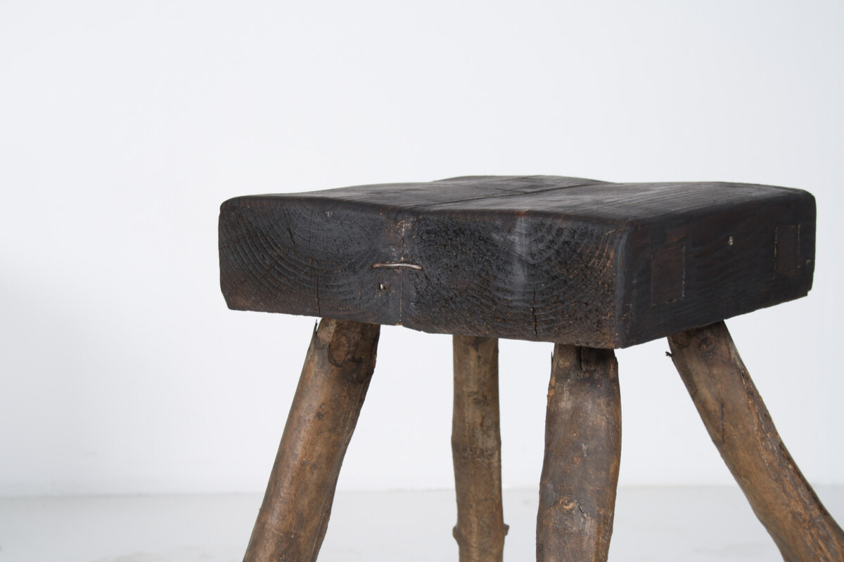 A Primitive Organic Wooden Vernacular Wabi Sabi Side Table or Stool - Image 16