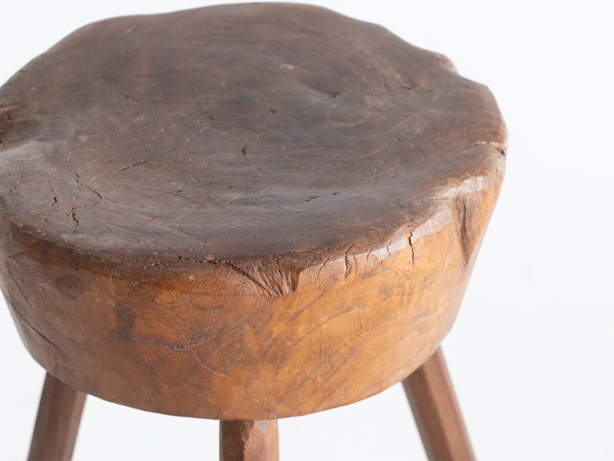 A Primitive 19th Century Wabi-Sabi Elm Side Table Display Stand or Stool - Image 11