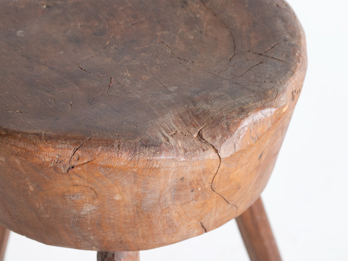 A Primitive 19th Century Wabi-Sabi Elm Side Table Display Stand or Stool - Image 14