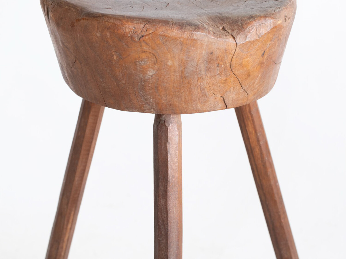 A Primitive 19th Century Wabi-Sabi Elm Side Table Display Stand or Stool - Image 12