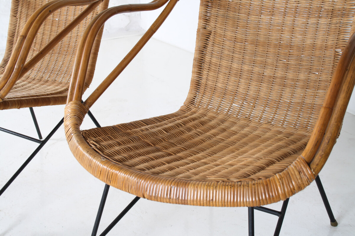 A Pair of 1950s Mid-Century Rattan Basket Chairs in the manner of Arthur Umanoff - Image 19