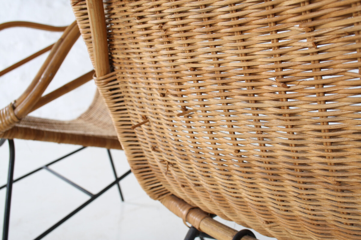 A Pair of 1950s Mid-Century Rattan Basket Chairs in the manner of Arthur Umanoff - Image 15