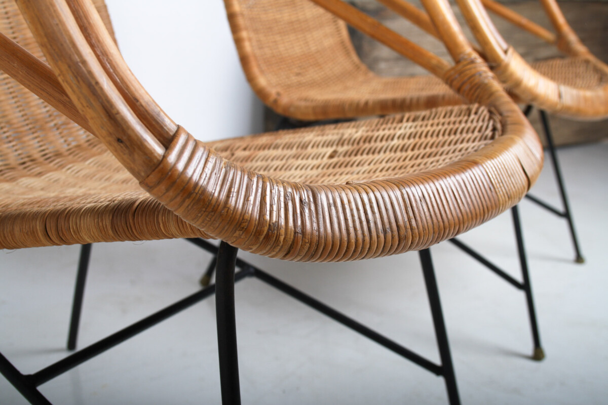 A Pair of 1950s Mid-Century Rattan Basket Chairs in the manner of Arthur Umanoff - Image 13