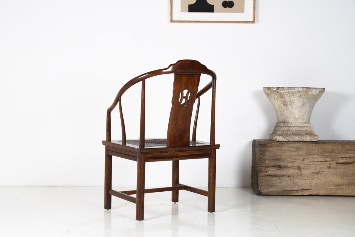 An Antique Chinese Horseshoe Hongmu Late Qing Chair - Image 12