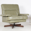 Danish Mid-Century 1960s Sage Green Leather Swivel Lounge Chair with Tilt - Image 4