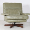 Danish Mid-Century 1960s Sage Green Leather Swivel Lounge Chair with Tilt - Image 6