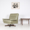 Danish Mid-Century 1960s Sage Green Leather Swivel Lounge Chair with Tilt - Image 7