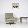 Danish Mid-Century 1960s Sage Green Leather Swivel Lounge Chair with Tilt - Image 8