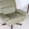 Danish Mid-Century 1960s Sage Green Leather Swivel Lounge Chair with Tilt - Image 12