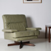 Danish Mid-Century 1960s Sage Green Leather Swivel Lounge Chair with Tilt - Image 13
