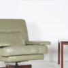 Danish Mid-Century 1960s Sage Green Leather Swivel Lounge Chair with Tilt - Image 3