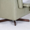 Danish Mid-Century 1960s Sage Green Leather Swivel Lounge Chair with Tilt - Image 14