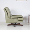 Danish Mid-Century 1960s Sage Green Leather Swivel Lounge Chair with Tilt - Image 18