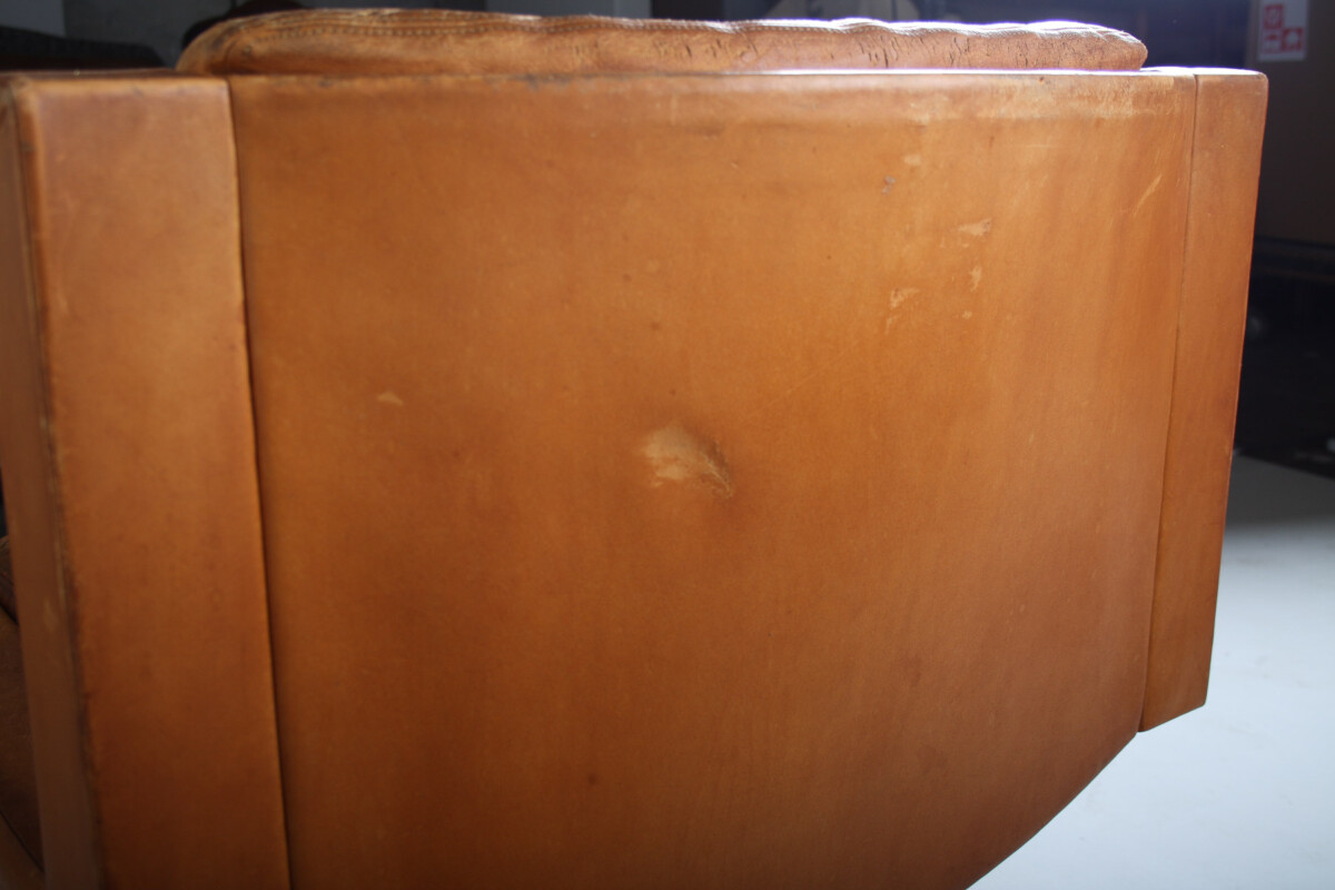 A Pair of Robert Haussmann for De Sede DS-201 Mid Century Tan Leather Chairs - Image 10
