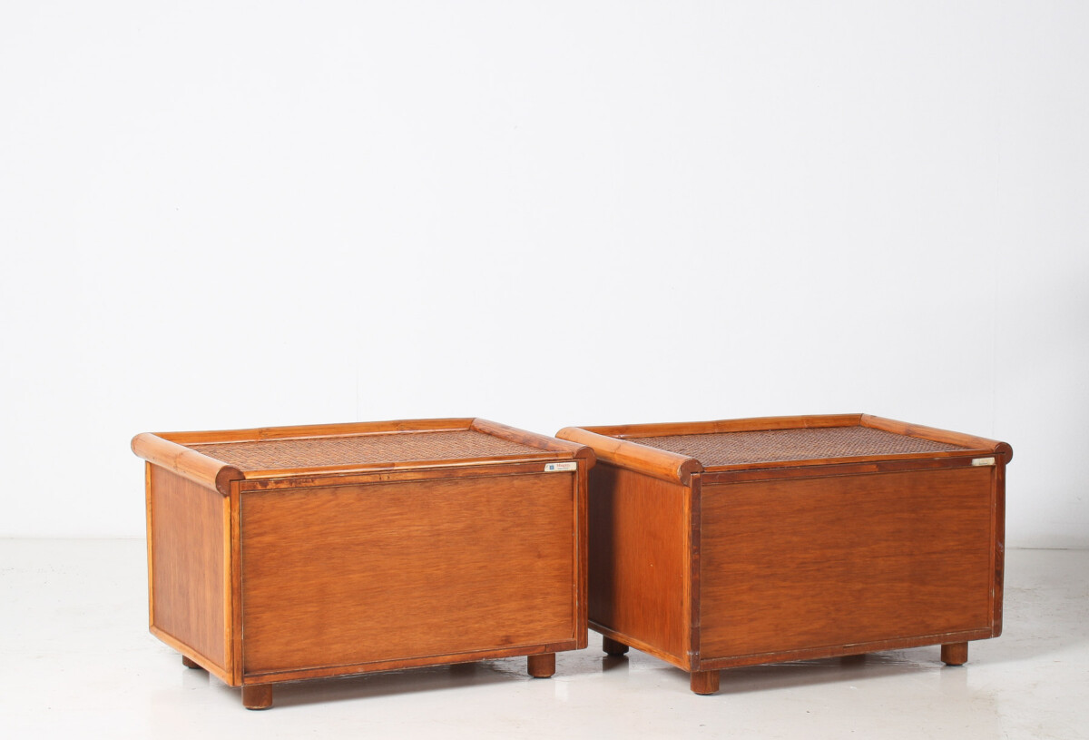 A Pair of Mid-Century Rattan Top Bamboo Night Stand Side Tables - Image 7