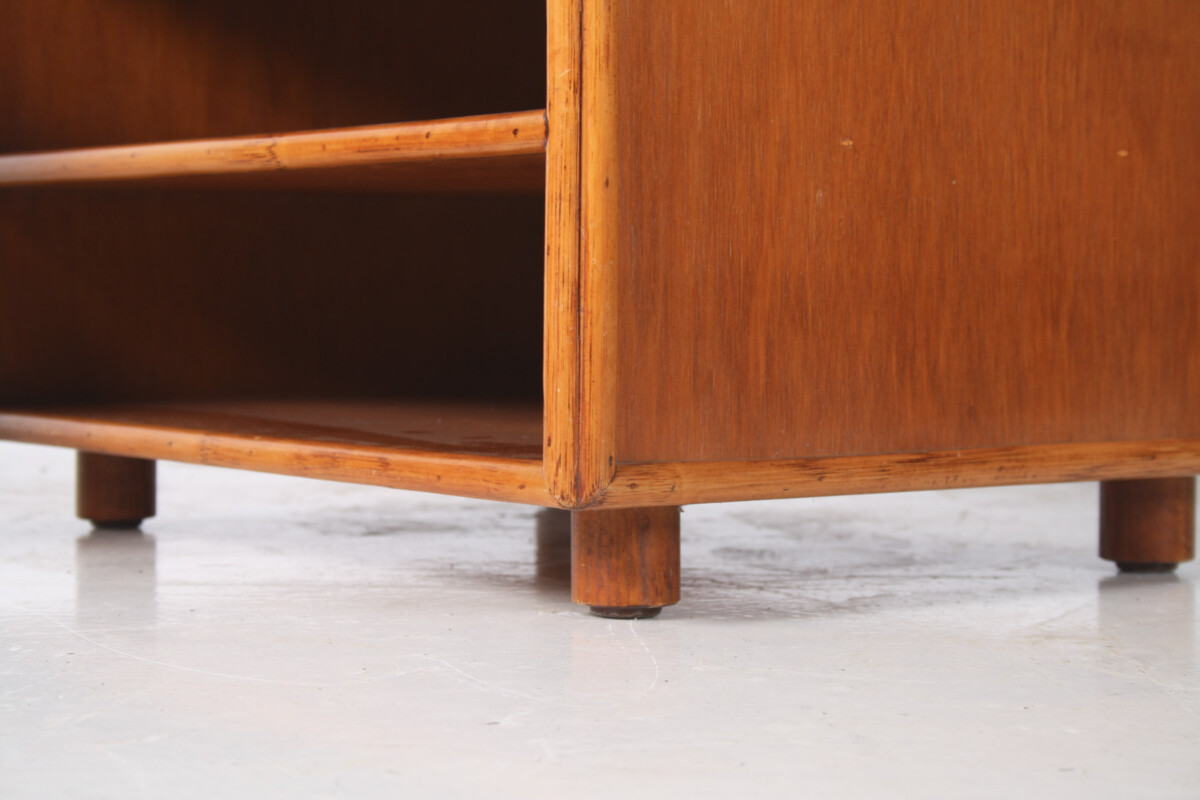 A Pair of Mid-Century Rattan Top Bamboo Night Stand Side Tables - Image 5