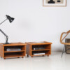 A Pair of Mid-Century Rattan Top Bamboo Night Stand Side Tables - Image 3