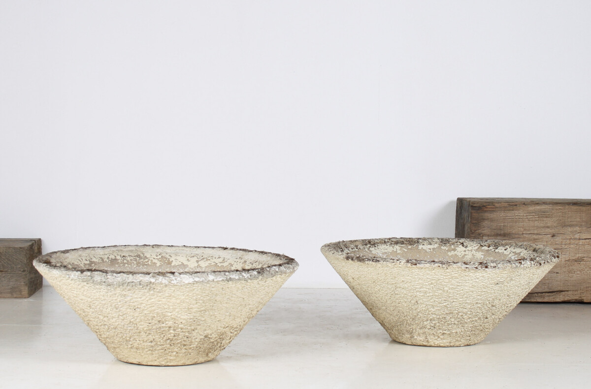 A Large Pair of Mid-Century Modernist Concrete Planters in the manner of Willy Guhl