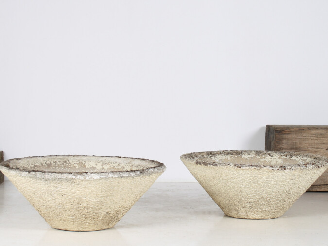 A Large Pair of Mid-Century Modernist Concrete Planters in the manner of Willy Guhl