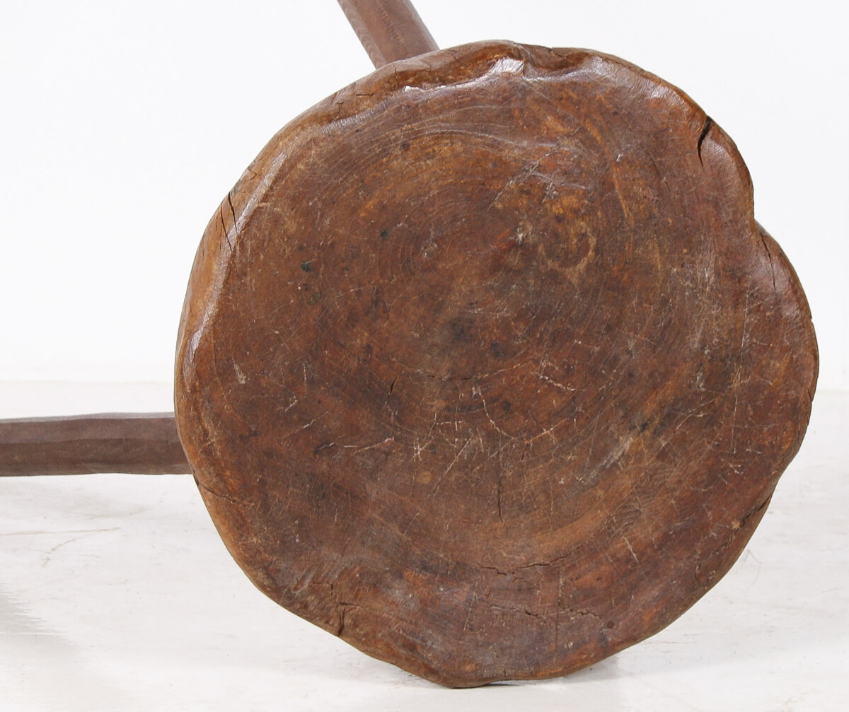 A Primitive 19th Century Wabi-Sabi Elm Side Table Display Stand or Stool - Image 9