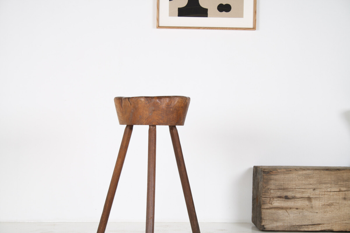 A Primitive 19th Century Wabi-Sabi Elm Side Table Display Stand or Stool - Image 3