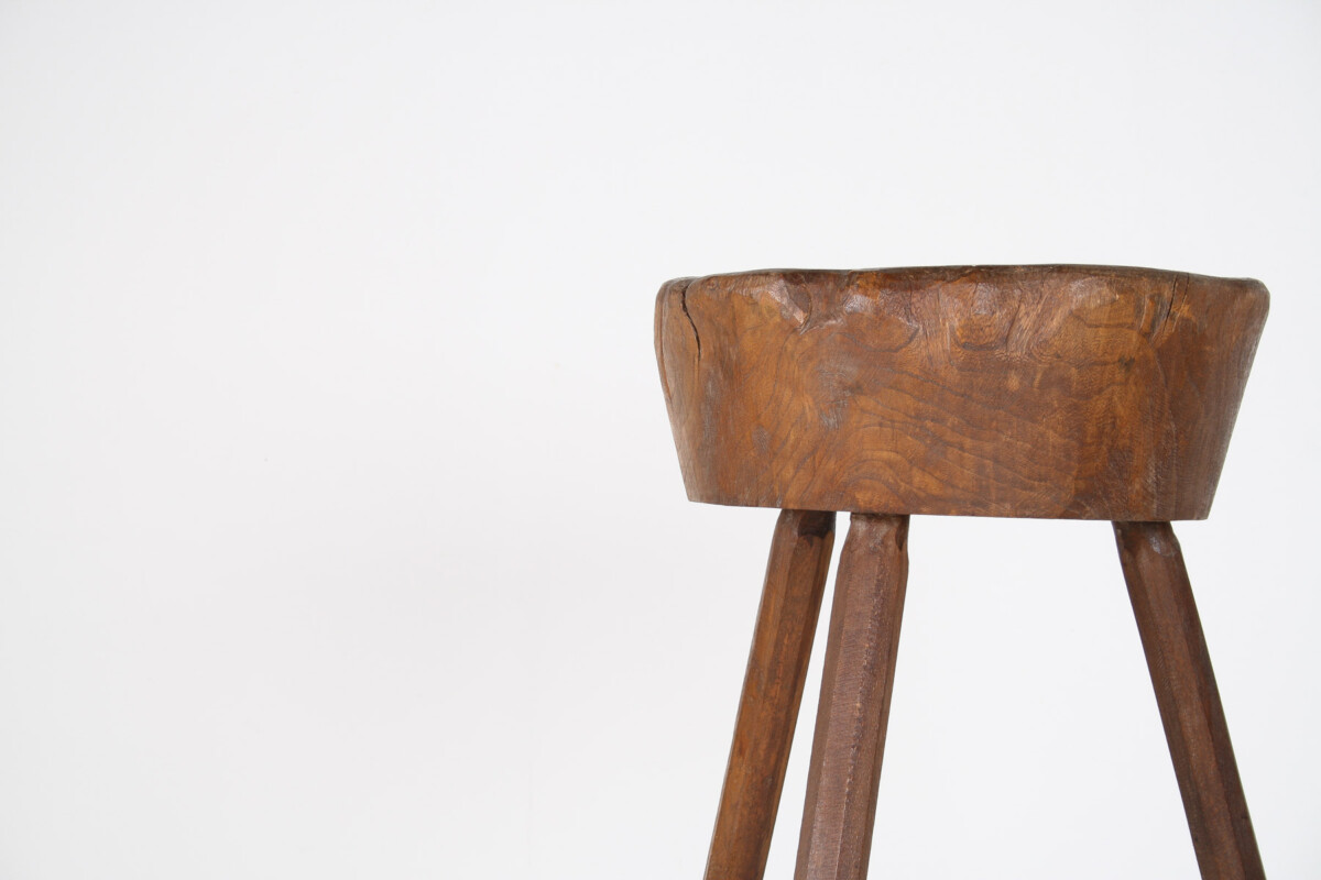 A Primitive 19th Century Wabi-Sabi Elm Side Table Display Stand or Stool - Image 2