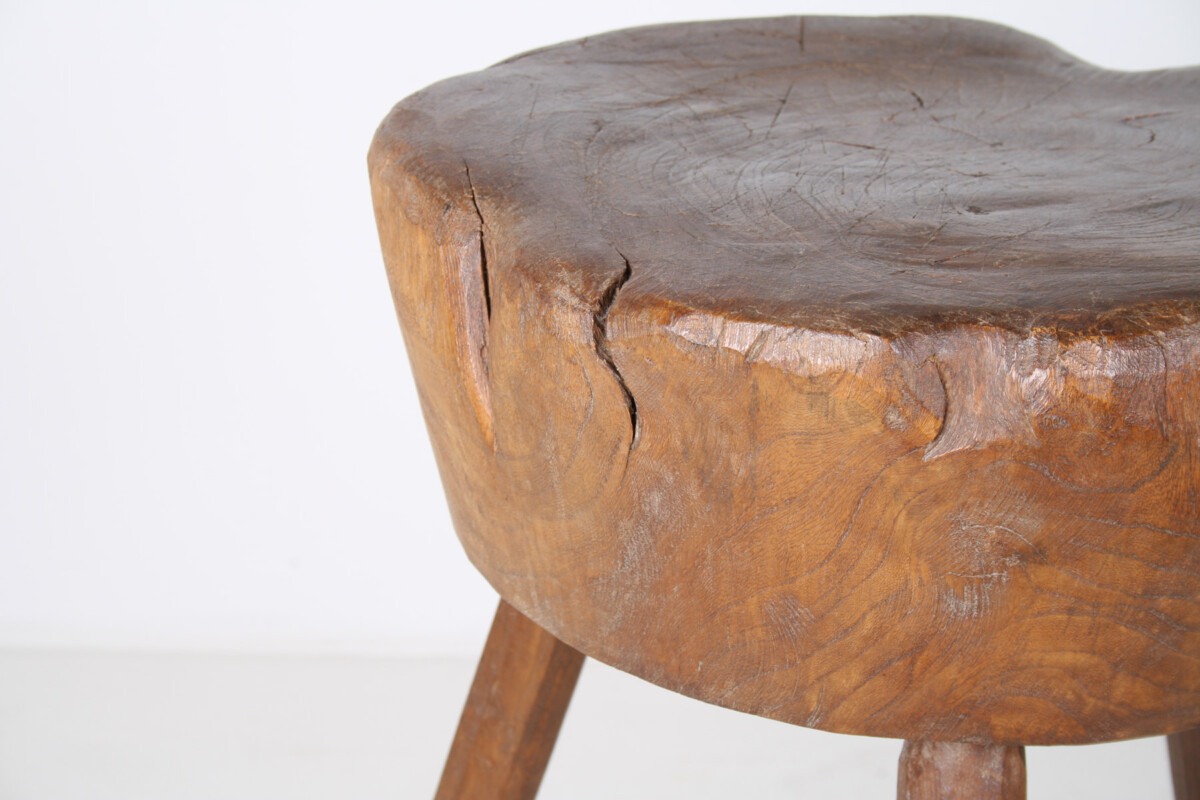 A Primitive 19th Century Wabi-Sabi Elm Side Table Display Stand or Stool - Image 4