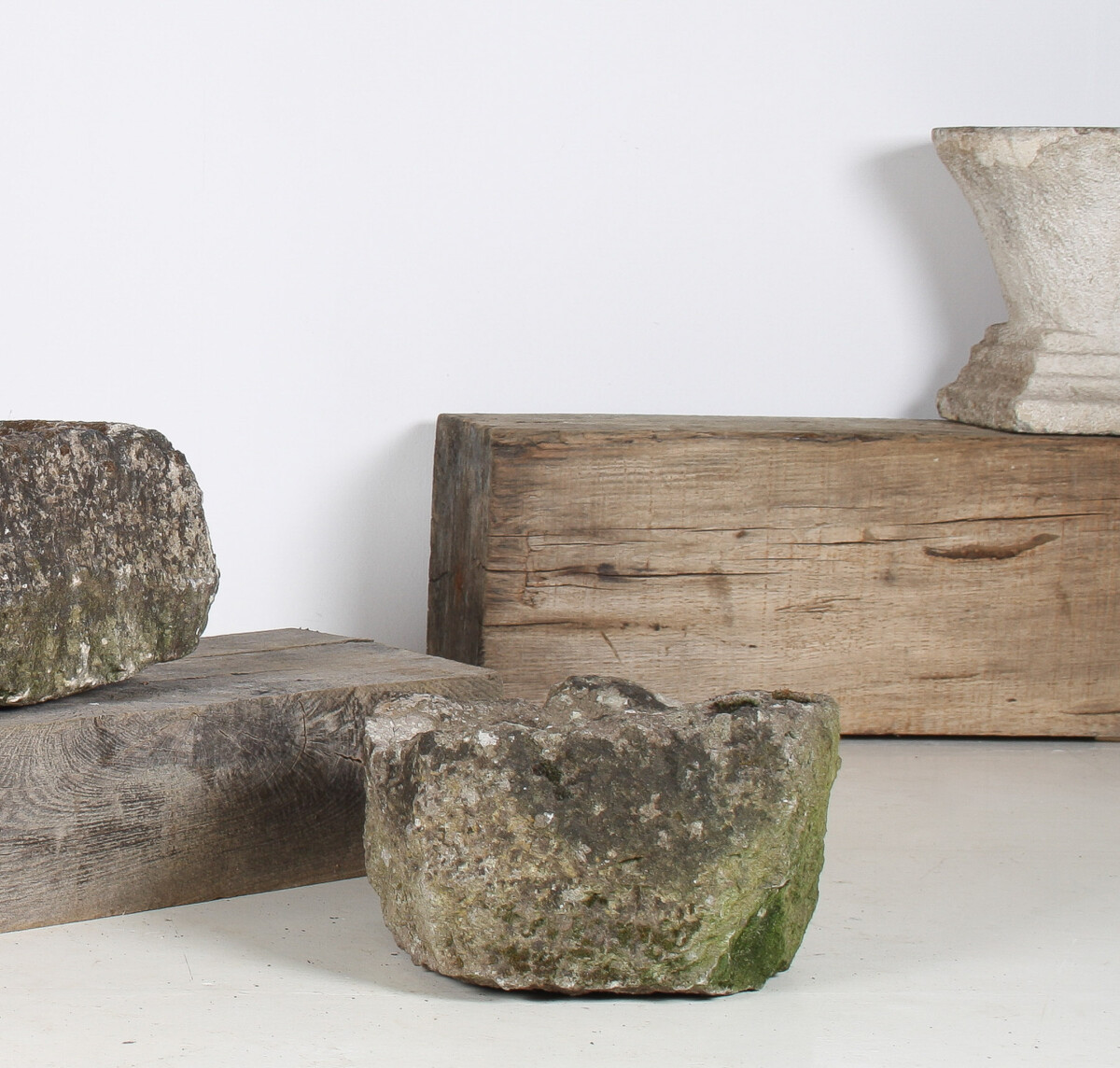 Small Organic Shaped Carved Stone Antique Wabi Sabi Sandstone Planter Bonsai Pot - Image 6