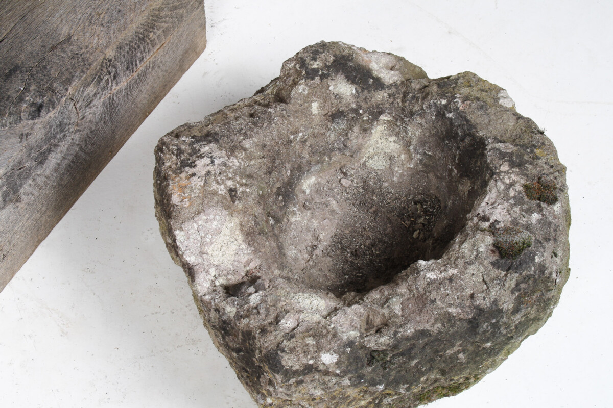 Small Organic Shaped Carved Stone Antique Wabi Sabi Sandstone Planter Bonsai Pot - Image 11