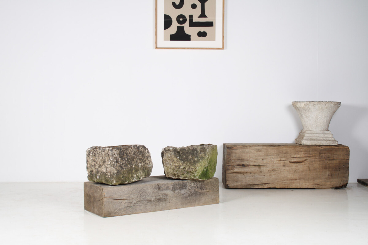 Small Organic Shaped Carved Stone Antique Wabi Sabi Sandstone Planter Bonsai Pot - Image 2