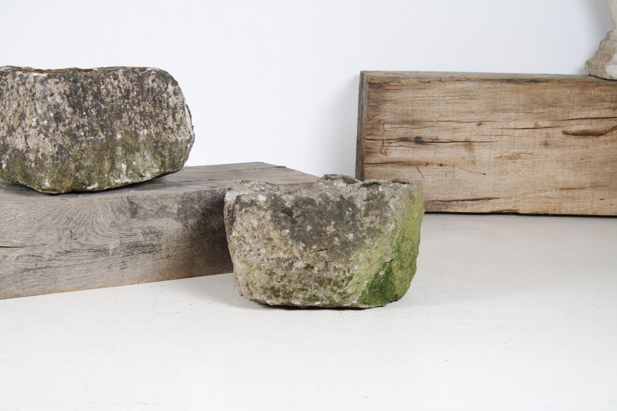 Small Organic Shaped Carved Stone Antique Wabi Sabi Sandstone Planter Bonsai Pot - Image 14