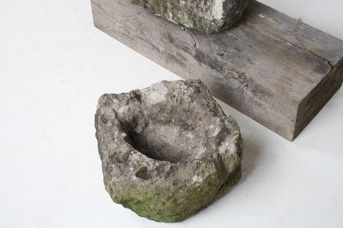 Small Organic Shaped Carved Stone Antique Wabi Sabi Sandstone Planter Bonsai Pot