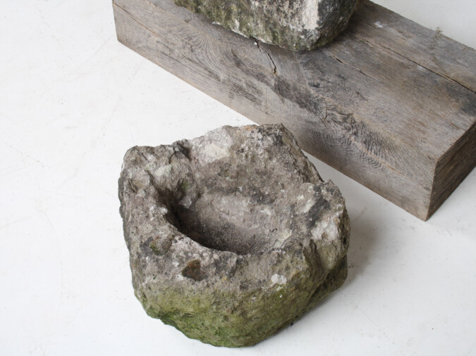 Small Organic Shaped Carved Stone Antique Wabi Sabi Sandstone Planter Bonsai Pot
