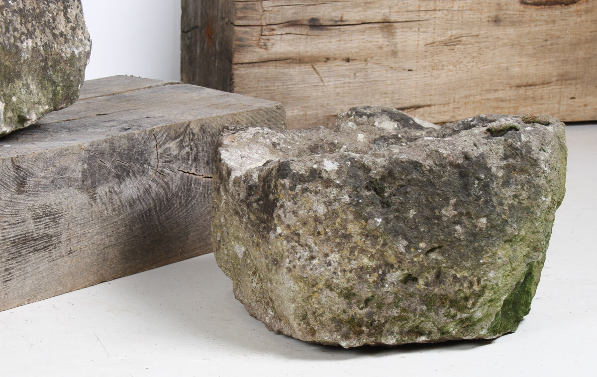 Small Organic Shaped Carved Stone Antique Wabi Sabi Sandstone Planter Bonsai Pot - Image 12