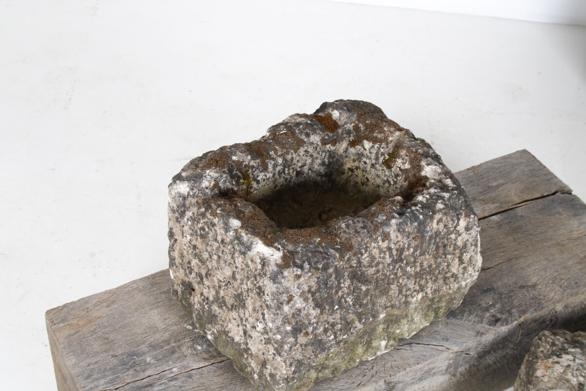 Small Square Carved Stone Antique Wabi Sabi Sandstone Planter Bonsai Pot - Image 10