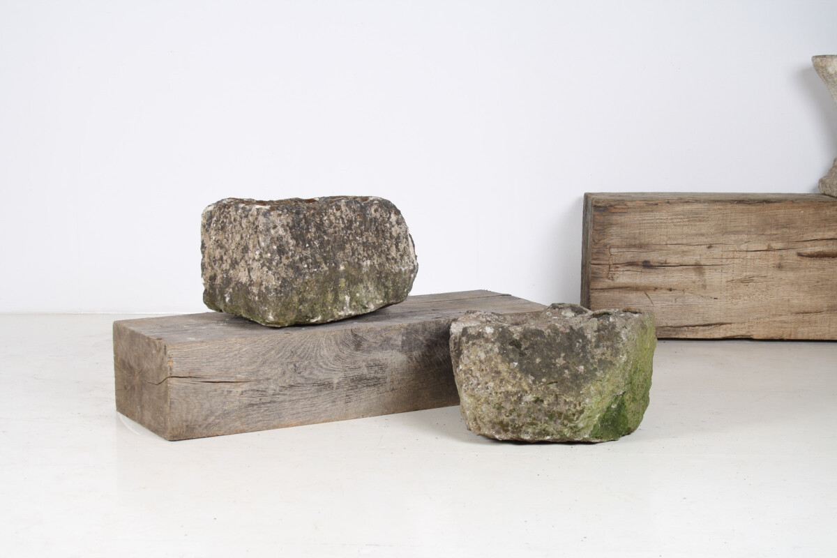 Small Square Carved Stone Antique Wabi Sabi Sandstone Planter Bonsai Pot - Image 9