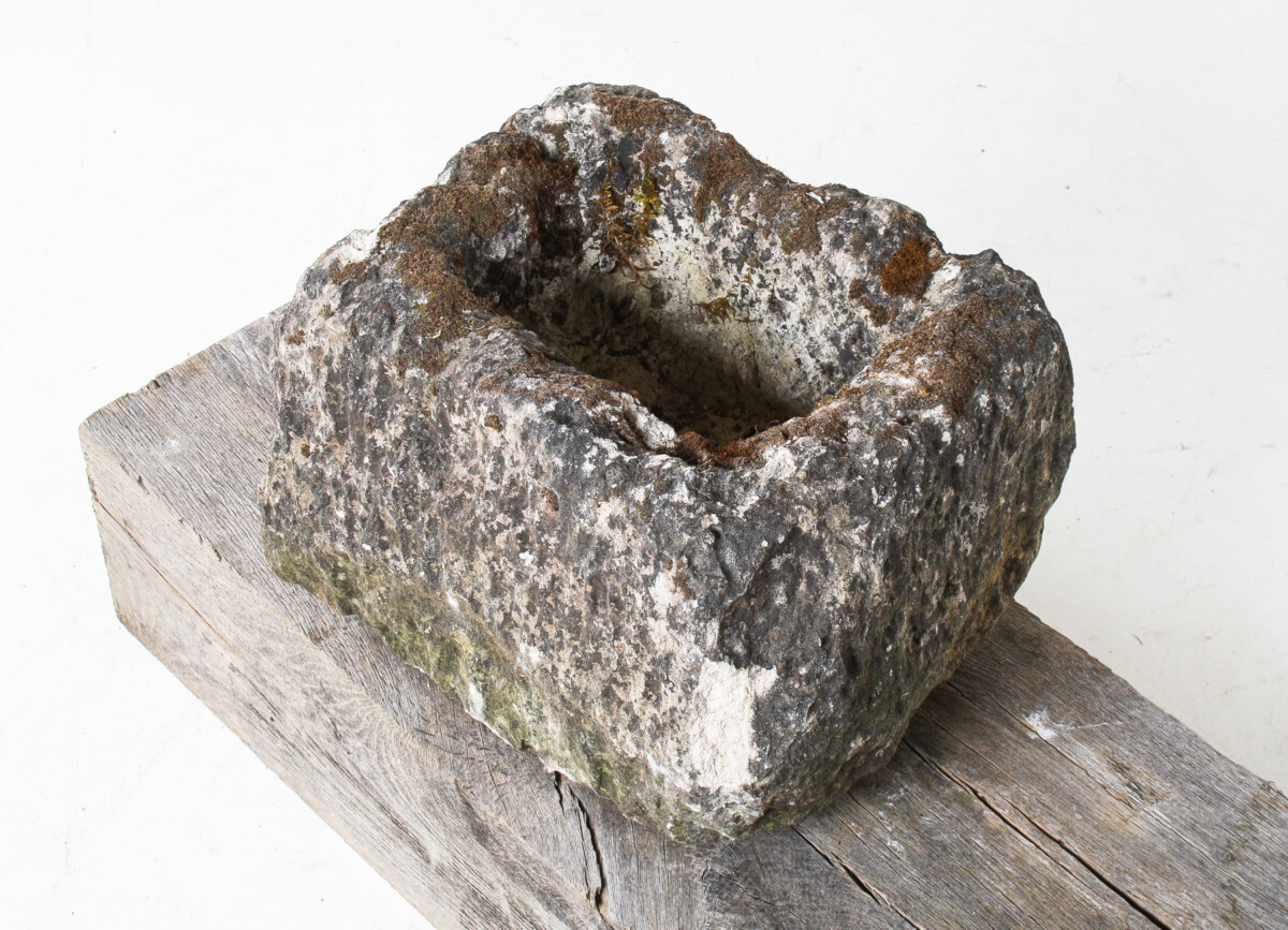Small Square Carved Stone Antique Wabi Sabi Sandstone Planter Bonsai Pot - Image 8