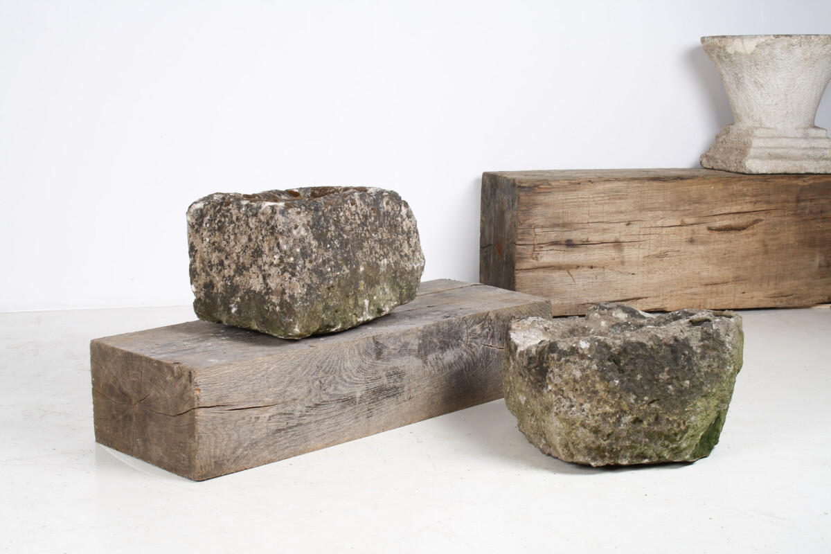 Small Square Carved Stone Antique Wabi Sabi Sandstone Planter Bonsai Pot - Image 3