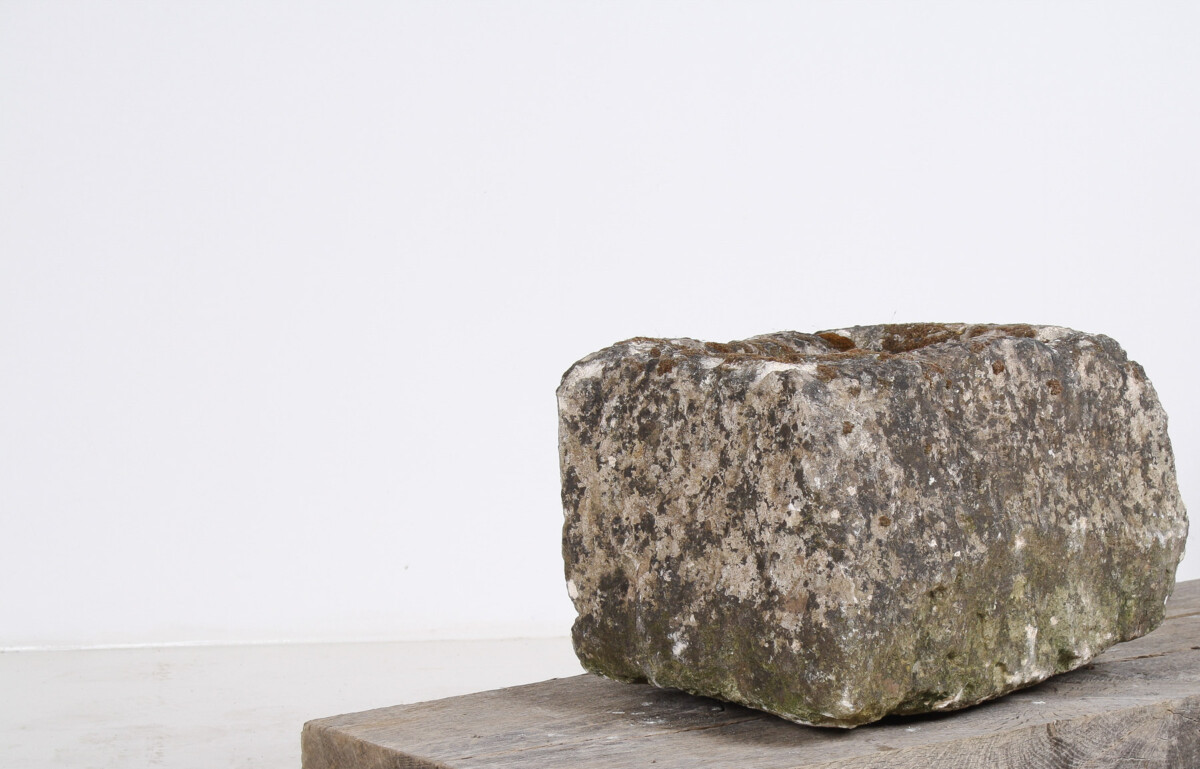 Small Square Carved Stone Antique Wabi Sabi Sandstone Planter Bonsai Pot - Image 7