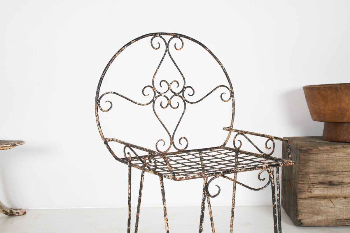 Decorative 1950s Metal Wirework Scroll Garden Patio Chair - Image 3