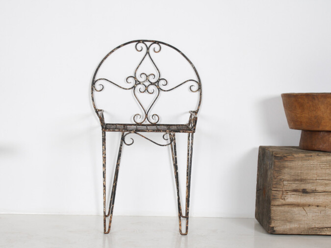 Decorative 1950s Metal Wirework Scroll Garden Patio Chair