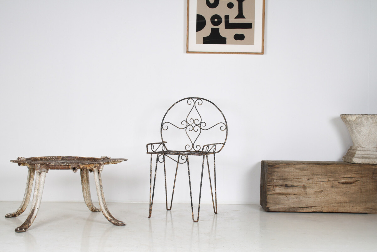 Decorative 1950s Metal Wirework Scroll Garden Patio Chair - Image 2