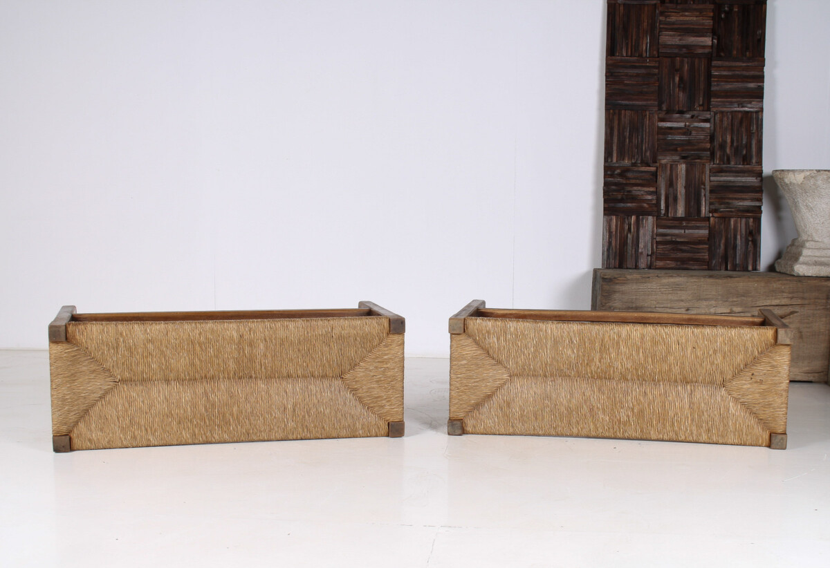 A Pair of 1960s Mid Century Oak Benches with Traditional Rush Seats - Image 12