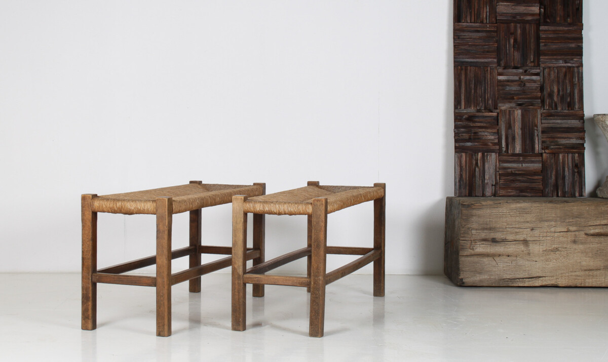 A Pair of 1960s Mid Century Oak Benches with Traditional Rush Seats - Image 17