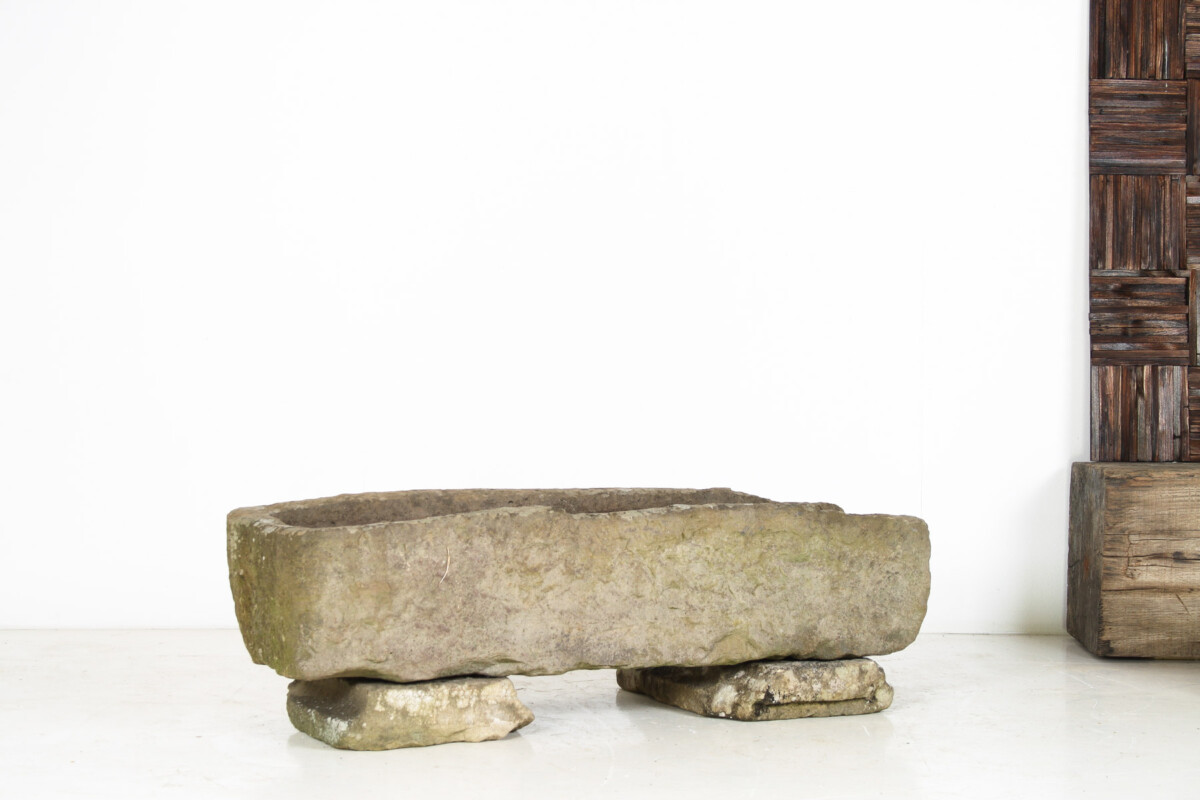 Large Carved Stone Rectangular Trough Planter Garden Feature on Pedestal