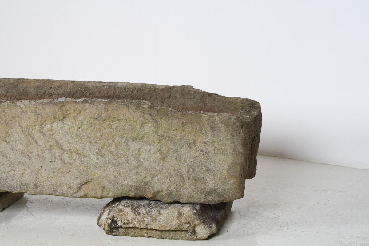 Large Carved Stone Rectangular Trough Planter Garden Feature on Pedestal - Image 4